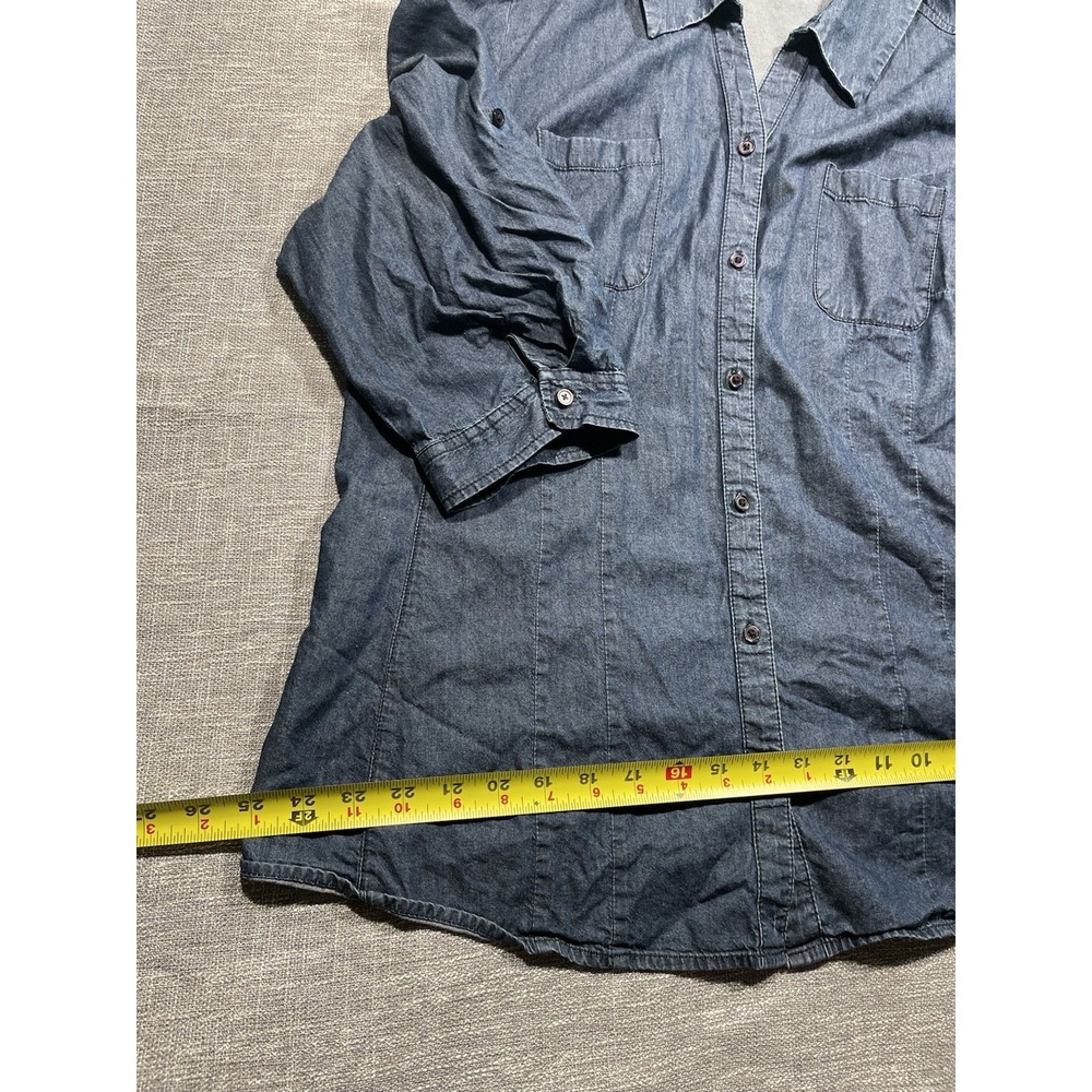 St. John's Bay unisex Blue Denim Cotton Button-Up Shirt Pockets Big & Tall 1X - Picture 4 of 8